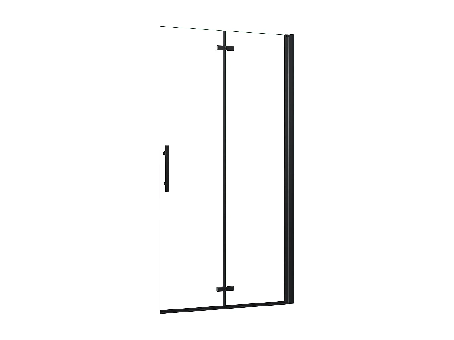 Walk in 2 folhas rebatíveis com perfil preto mate, estilo industrial, vidro temperado de 5mm, Easyclean, Tamanho:(1045-1065)x1900mm-AICA