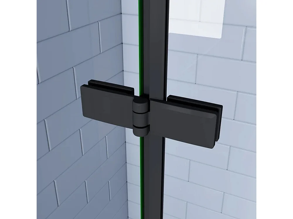 AICA Walk in 2 hojas plegables,Perfil Negro Mate,estilo industrial,5 mm cristal templado,Easyclean,Tamaño:(1045-1065)x1900mm