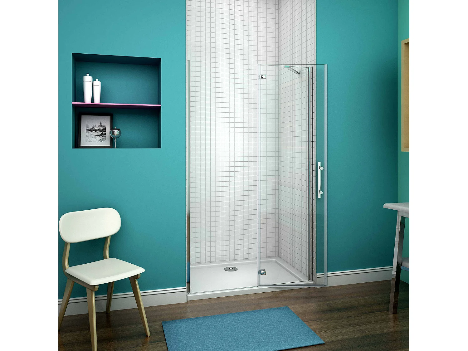 AICA Mampara de Ducha Frontal Abatible Perfil Cromado Vidrio Antical 6mm (990-1020)x1900mm