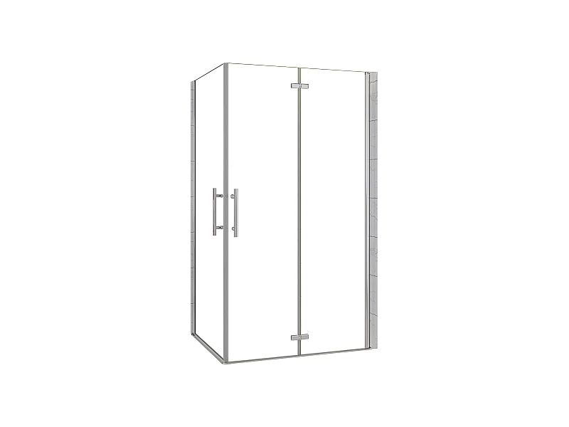 Cabine de duche rectangular combinada com Porta de Bater e Fole de Vidro Anticalcário de 6mm Tamanho:(740-760)x(880-900)x1950mm-AICA