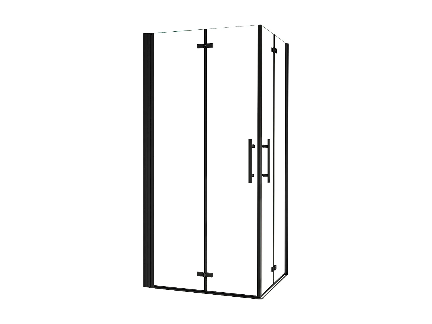 Cabine de duche rectangular Fole Vidro temperado Easyclean de 5mm com perfil preto mate Tamanho:(1180-1200)x(780-800)x1900mm-AICA