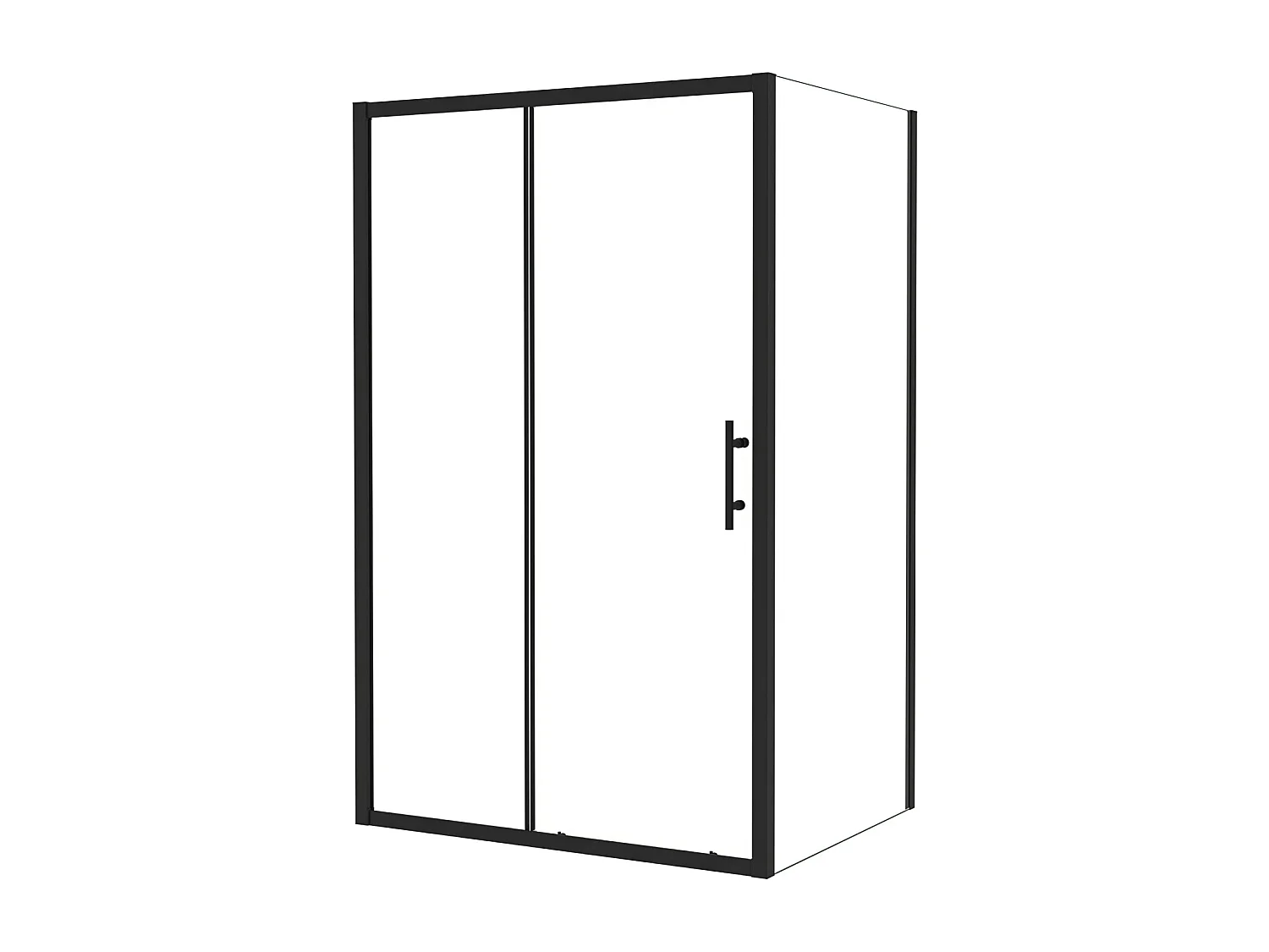 Porta de duche correr frontal com um Painel lateral vidro temperado 5mm Perfil preto mate (1061-1101)x(680-700)x1850mm-AICA