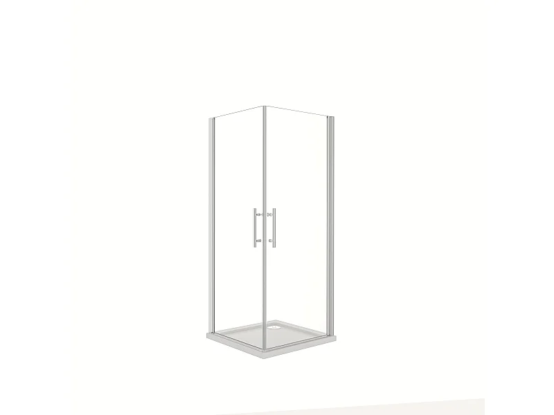 Cabine de duche quadrada Bater Perfil cromado Anticalcário 6mm (780-800)x(780-800)x1950mm + Base de duche 80x80x3cm + Acessórios de drenagem-AICA