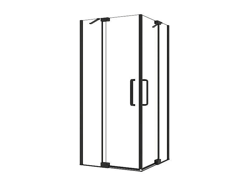 AICA Mampara de Ducha Rectangular Abatible,Perfil Negro Mate,Barra Estabilizadora,Vidrio Antical 8mm (868-908)x(768-808)x1950mm