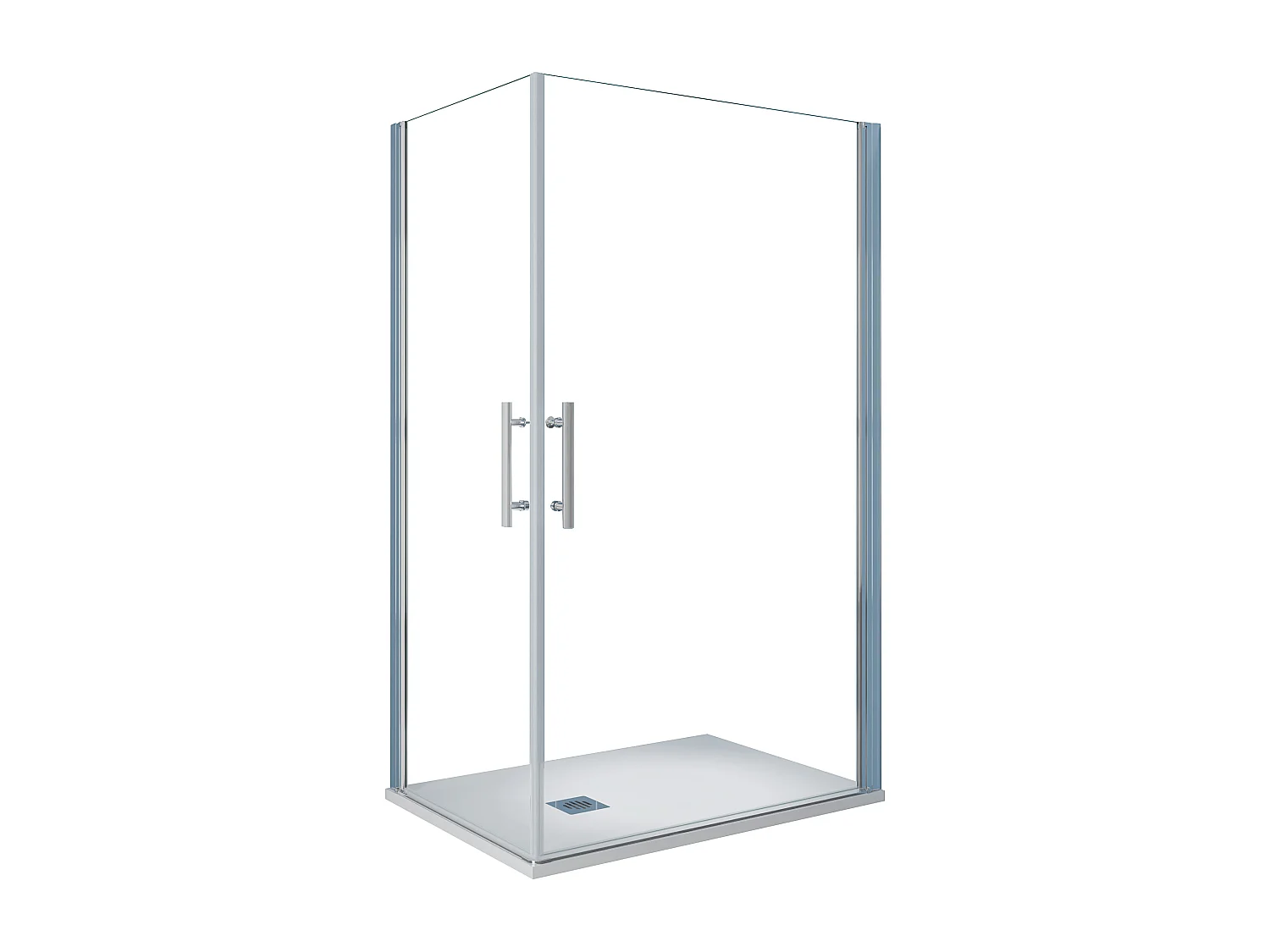 Cabine de duche quadrada Bater Perfil cromado Anticalcário 6mm (880-900)x(880-900)x1950mm + Base de duche 90x90x3cm textura pizarra+Ralo-AICA