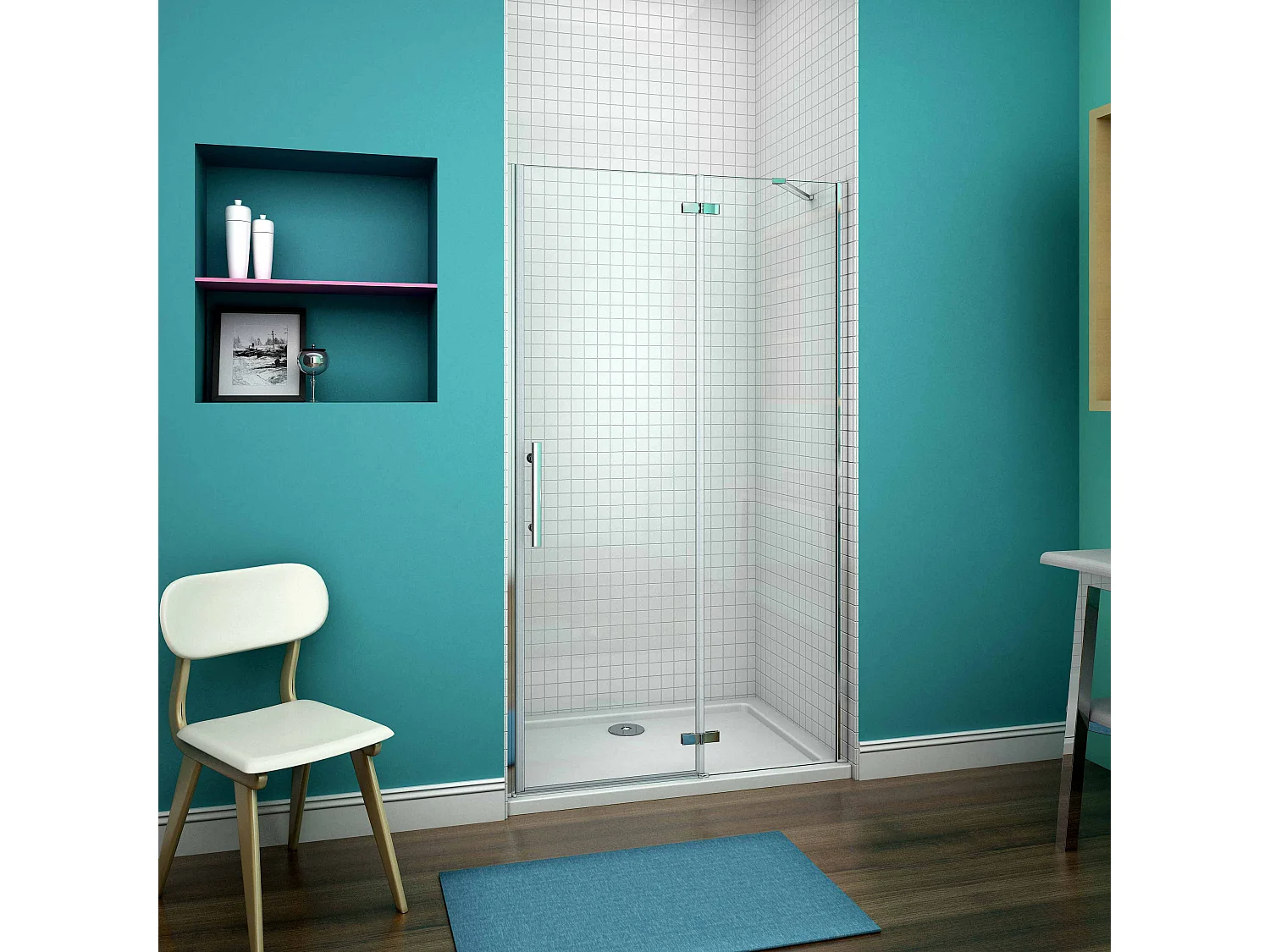 AICA Mampara de Ducha Frontal Abatible Perfil Cromado Vidrio Antical 6mm (1090-1120)x1900mm