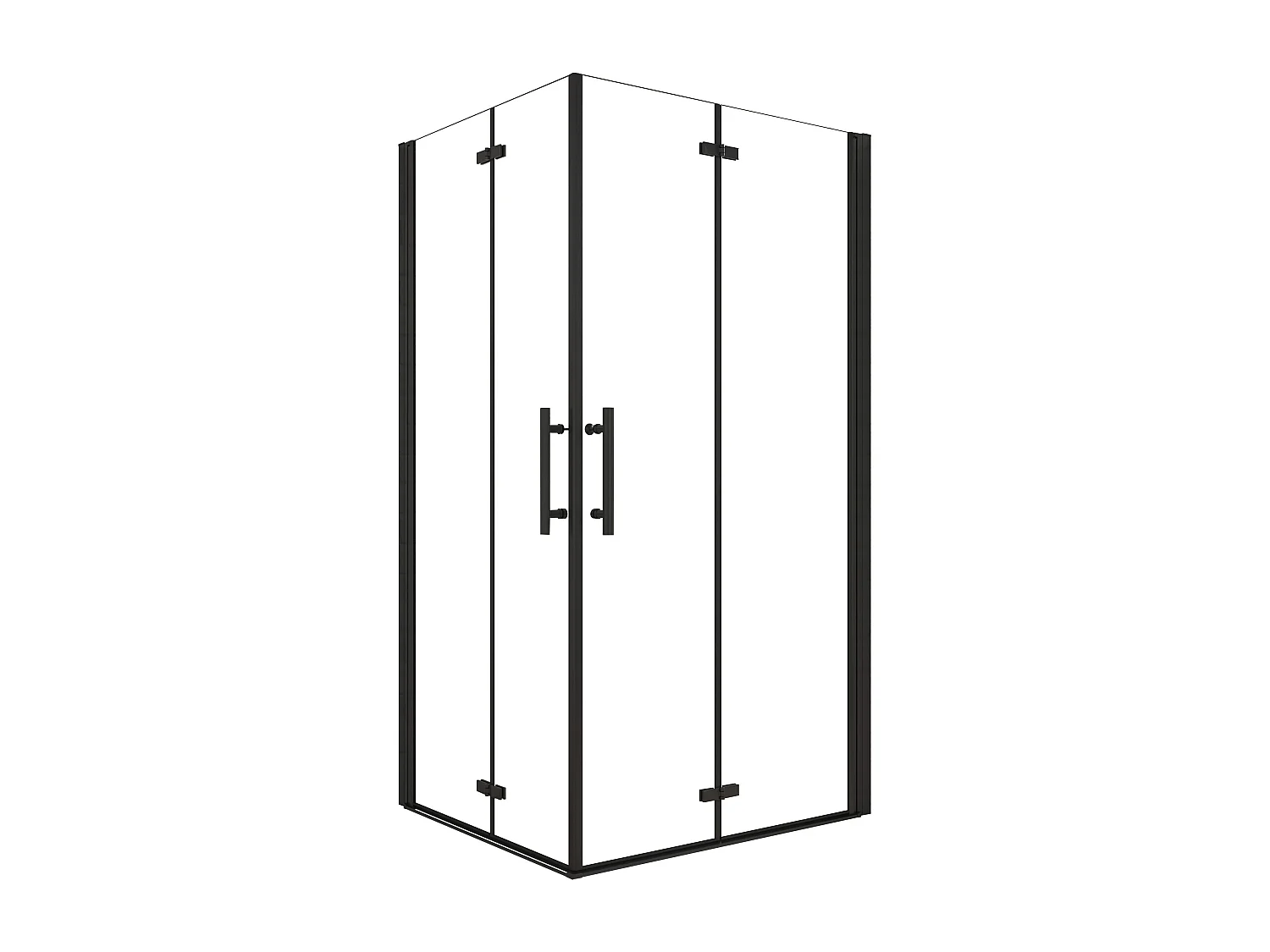 Cabine de duche quadrada Fole Vidro temperado Easyclean de 5mm com perfil preto mate Tamanho:(1180-1200)x(1180-1200)x1900mm-AICA