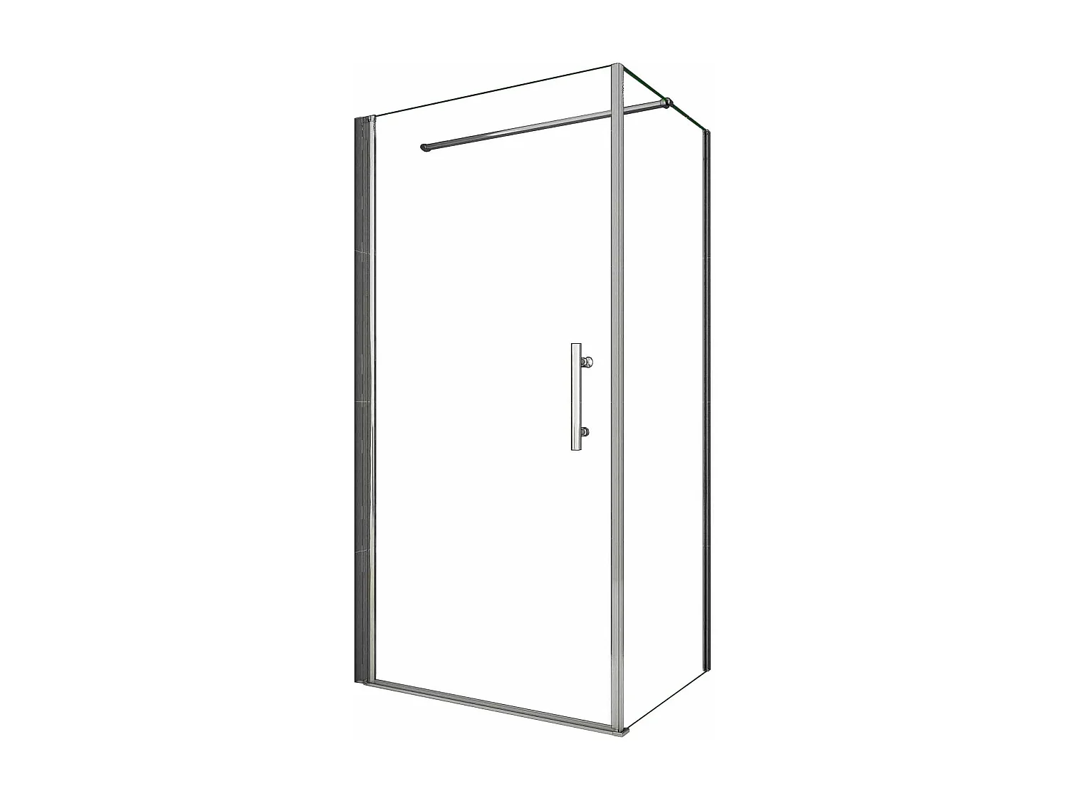 AICA Mampara de Ducha Frontal Abatible+Panel lateral,Barra Fija 140cm,Perfil Cromado Vidrio Antical 6mm (930-950)x(680-700)x1950mm