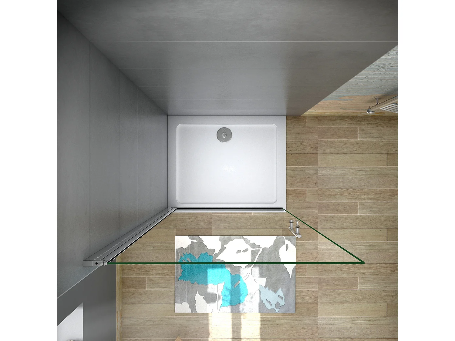 AICA Walkin Mampara de Ducha Frontal Abatible,Perfil Cromado,Vidrio Antical 6mm (705-725)x1950mm