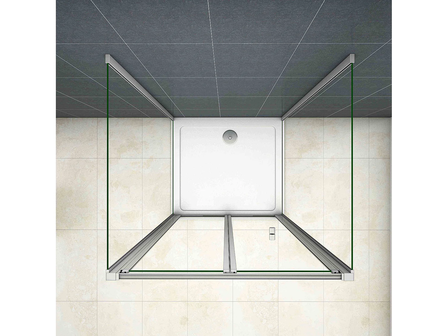 Porta de duche de fole Perfil cinza fosco Vidro temperado 5mm (879-897)x(780-816)x(879-897)x1850mm-AICA