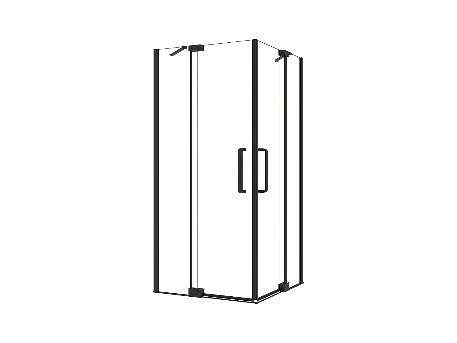 Cabine de duche rectangular Bater Perfil preto mate com Barra Estabilizadora Vidro Anticalcário 8mm (968-1008)x(768-808)x1950mm-AICA