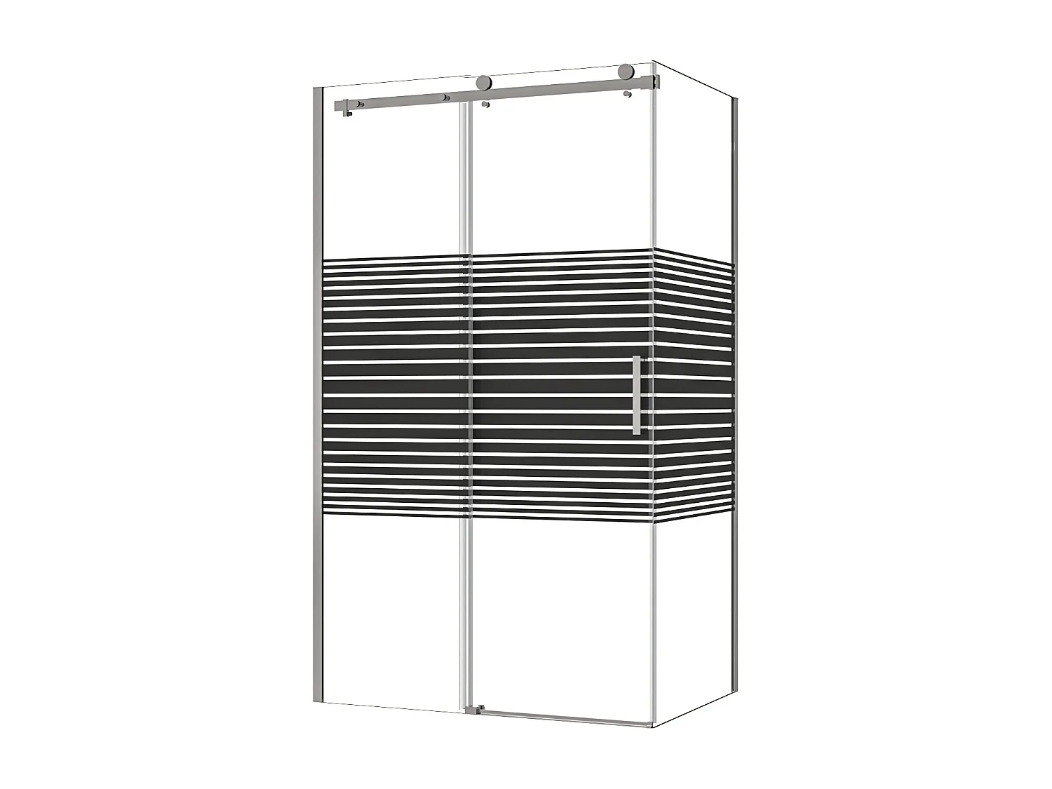 AICA Mampara de Ducha Corredera Frontal+Panel Lateral,Perfil Negro Mate,Vidrio Templado Serigrafiado 8mm Antical (1175-1195)x(683-703)x2000mm