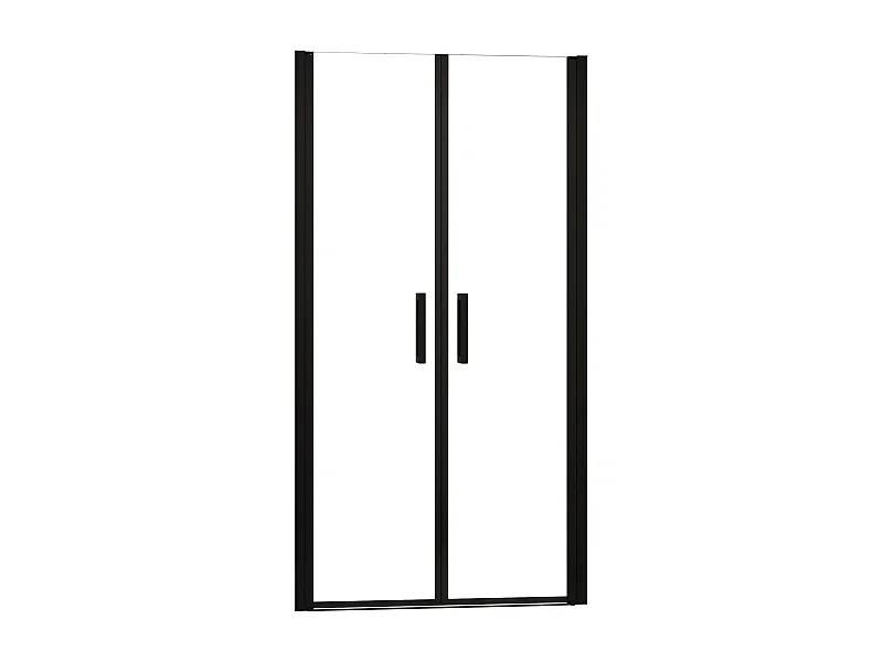 Porta de duche Bater dois folhas Perfil preto mate Vidro Anticalcário 8mm (760-800)x2000mm-AICA