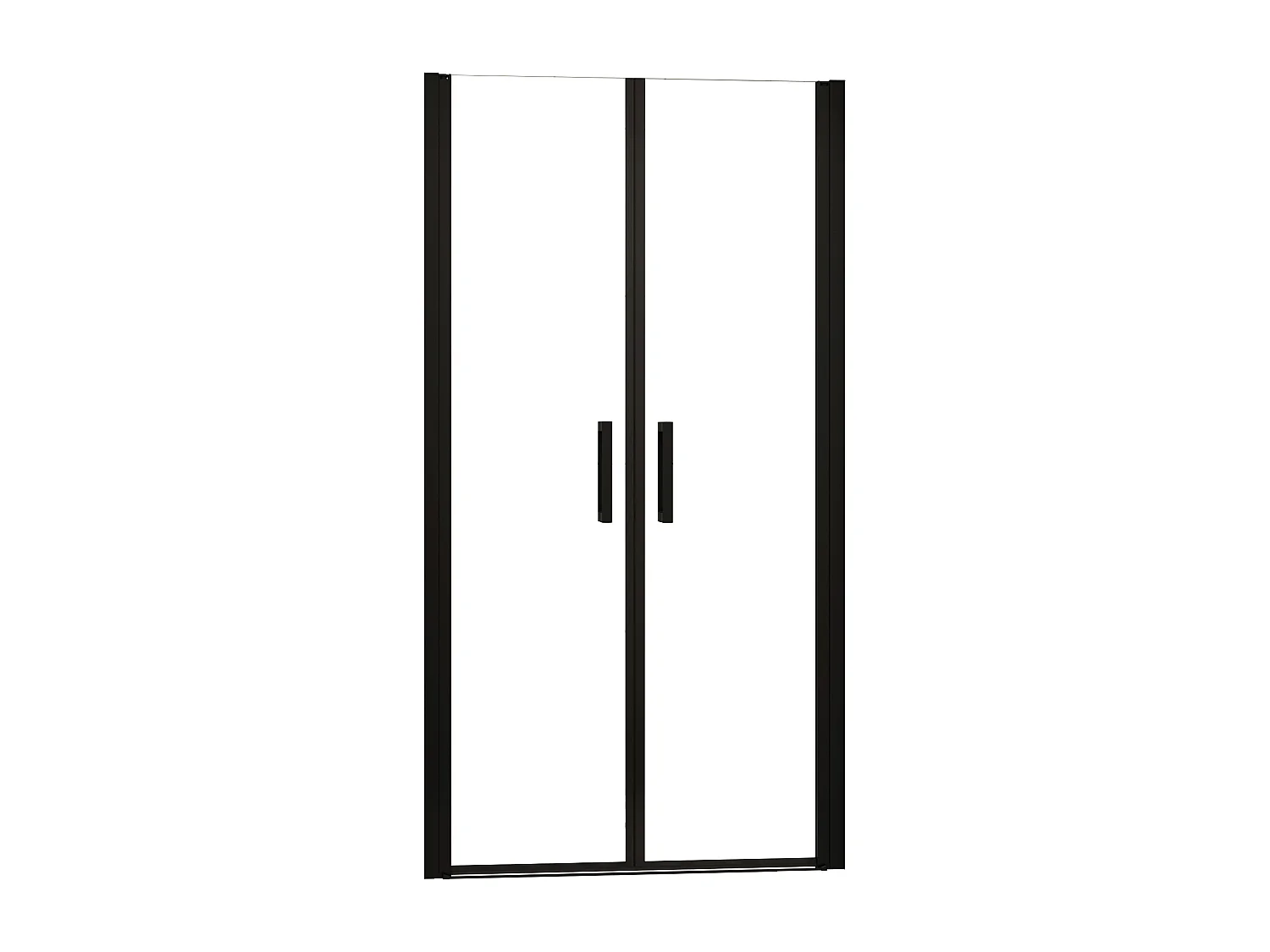 Porta de duche Bater dois folhas Perfil preto mate Vidro Anticalcário 8mm (760-800)x2000mm-AICA