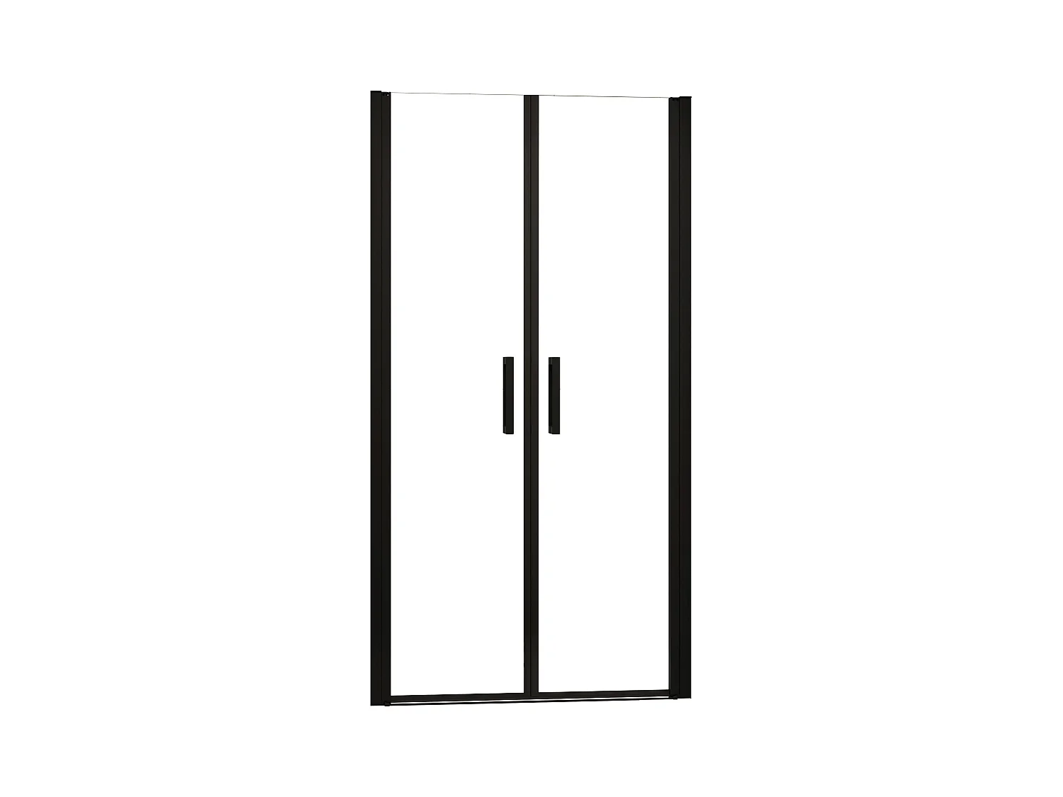 Porta de duche Bater dois folhas Perfil preto mate Vidro Anticalcário 8mm (760-800)x2000mm-AICA