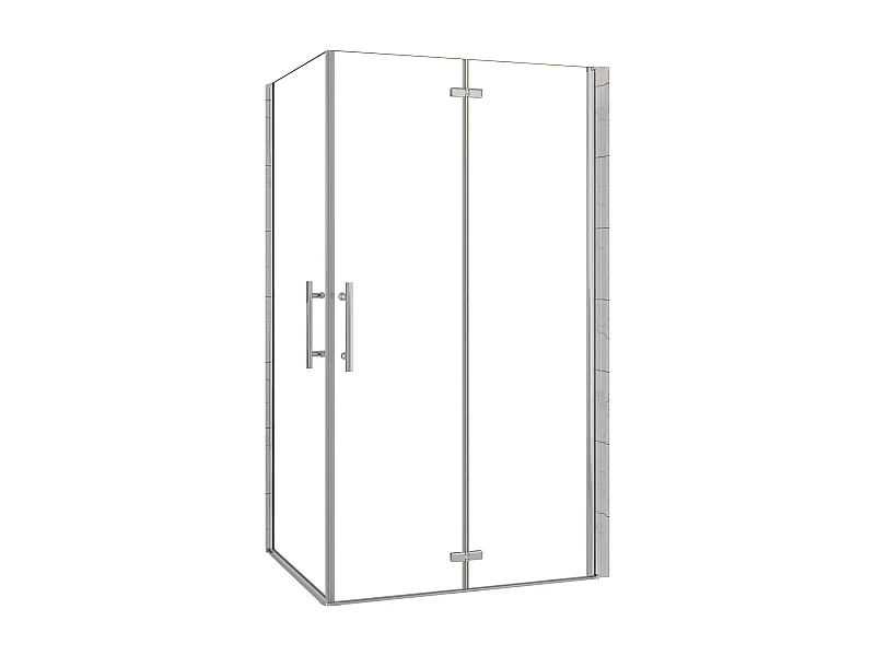 Cabine de duche rectangular combinada com Porta de Bater e Fole de Vidro Anticalcário de 6mm Tamanho:(680-700)x(930-950)x1950mm-AICA