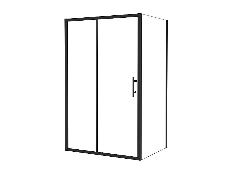 Porta de duche correr frontal com um Painel lateral vidro temperado 5mm Perfil preto mate (1361-1401)x(780-800)x1850mm-AICA