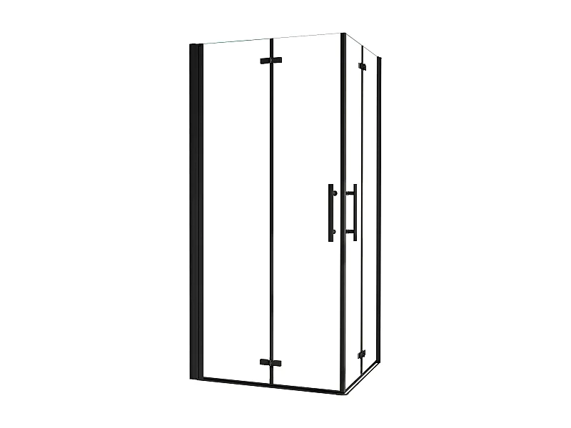 Cabine de duche rectangular Fole Vidro temperado Easyclean de 5mm com perfil preto mate Tamanho:(1180-1200)x(880-900)x1900mm-AICA