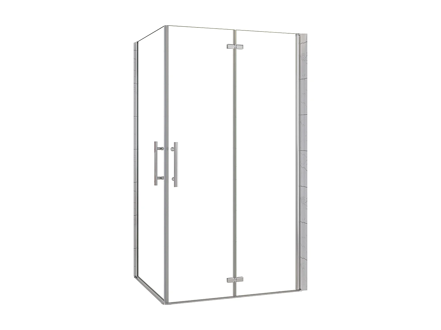 Cabine de duche rectangular combinada com Porta de Bater e Fole de Vidro Anticalcário de 6mm Tamanho:(740-760)x(930-950)x1950mm-AICA