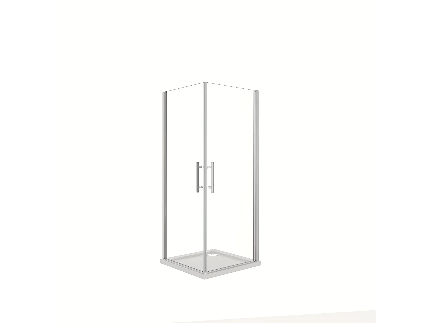 Cabine de duche rectangular Bater Perfil cromado Anticalcário 6mm (880-900)x(680-700)x1950mm + Base de duche 90x70x3cm + Acessórios de drenagem-AICA