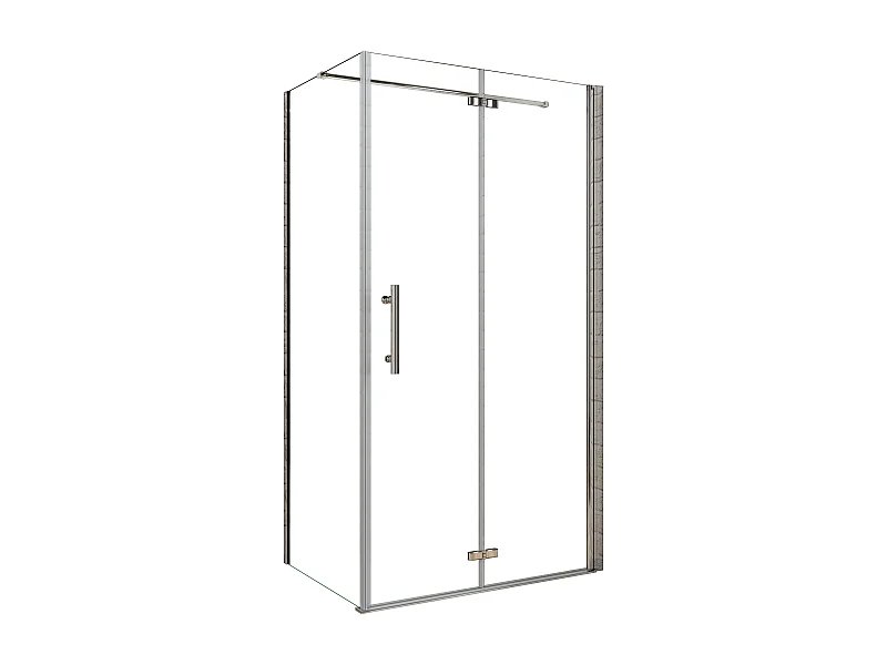 Porta de duche de fole e Painel lateral uma Barra 140cm Perfil cromado Vidro Anticalcário 6mm (740-760)x(740-760)x1950mm-AICA