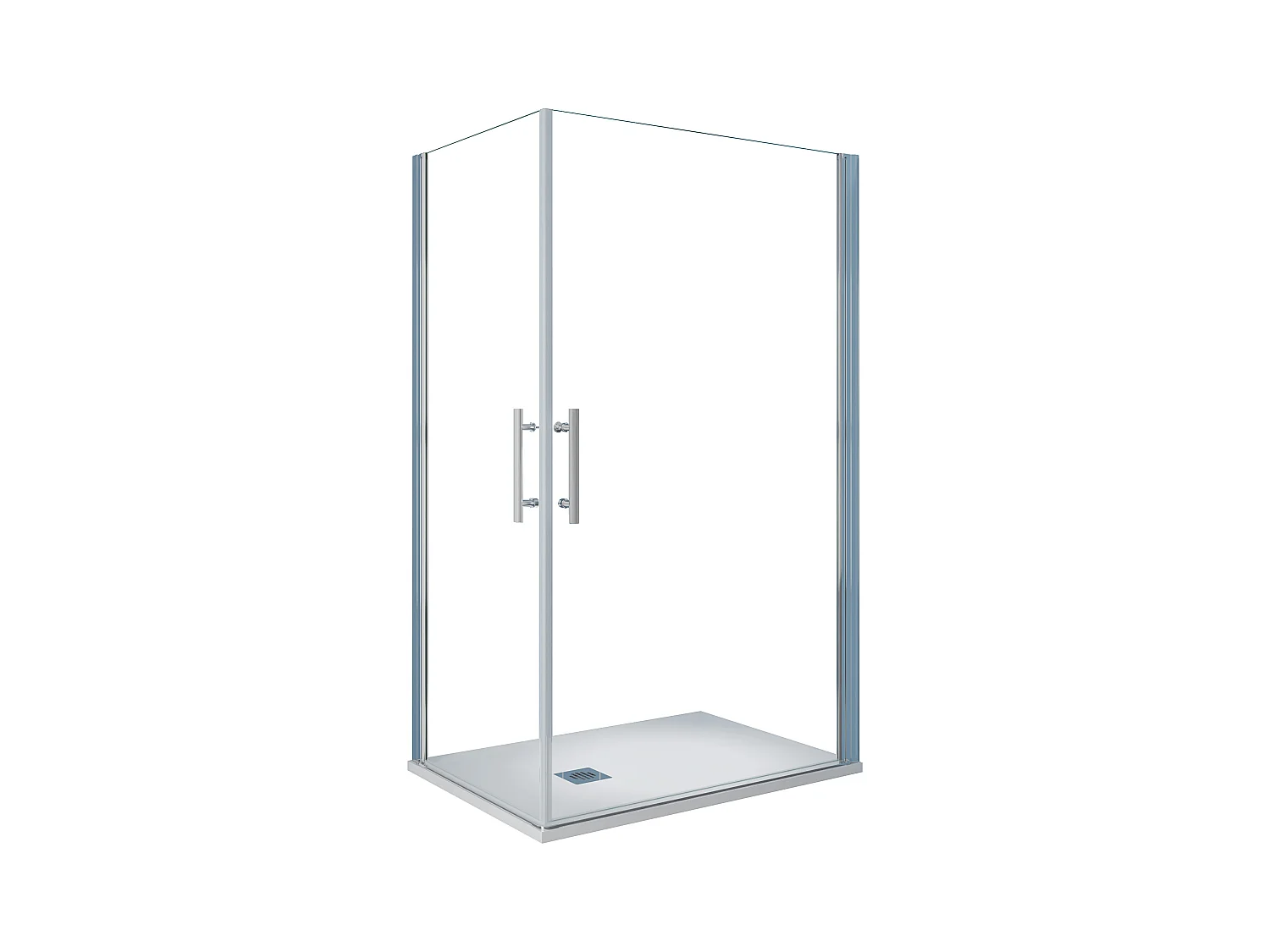Cabine de duche quadrada Bater Perfil cromado Anticalcário 6mm (880-900)x(880-900)x1950mm + Base de duche 90x90x3cm textura pizarra+Ralo-AICA