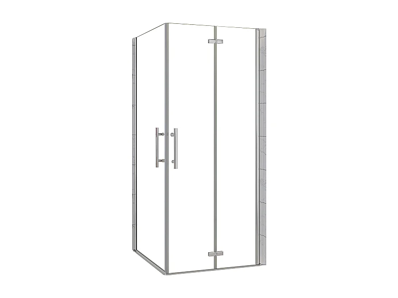 AICA Mampara de Ducha Cuadrada Angular Combinada con Mampara Abatible y Plegable de Vidrio Antical de 6mm (740-760)x(740-760)x1950mm