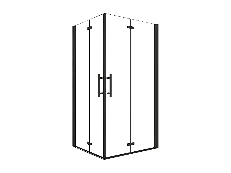 Cabine de duche quadrada Fole Vidro temperado Easyclean de 5mm com perfil preto mate Tamanho:(1080-1100)x(1080-1100)x1900mm-AICA