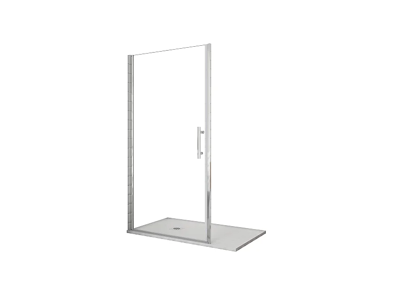 AICA Mampara de Ducha Frontal Abatible,Perfil Cromado Vidrio Antical 6mm (986-1016)x1950mm+Plato de Ducha 90x100x3cm textura pizarra+Desagüe