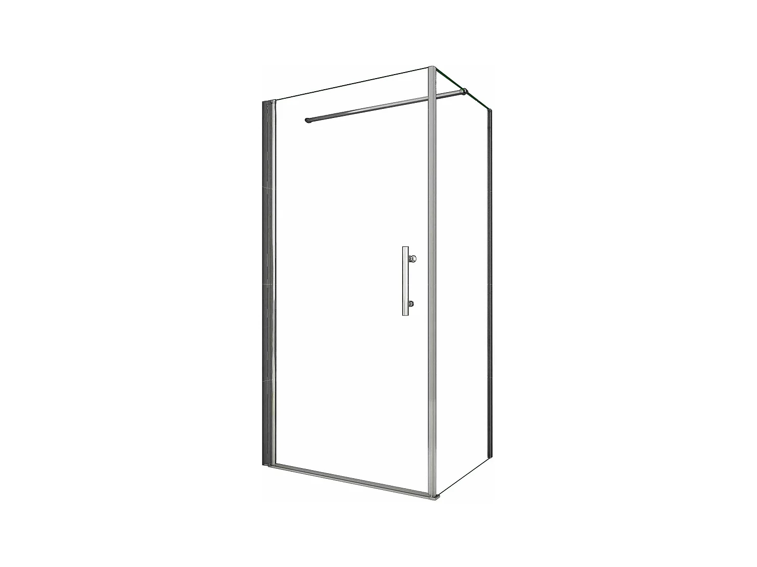 Porta de duche Bater e Painel lateral uma Barra fixa 140cm Perfil cromado Vidro Anticalcário 6mm (680-700)x(680-700)x1950mm-AICA