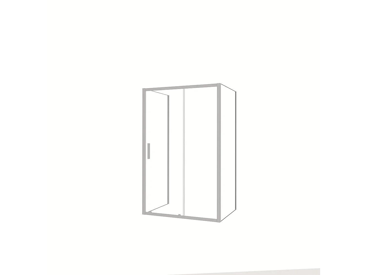 Porta de duche correr e um Painel lateral Perfil cinza fosco Vidro temperado 5mm (880-900)x(963-1003)x(880-900)x1850mm-AICA