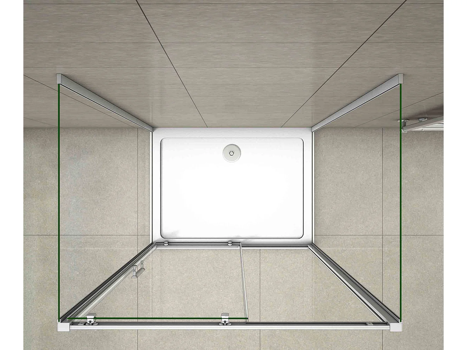 Porta de duche correr e um Painel lateral Perfil cinza fosco Vidro temperado 5mm (880-900)x(963-1003)x(880-900)x1850mm-AICA