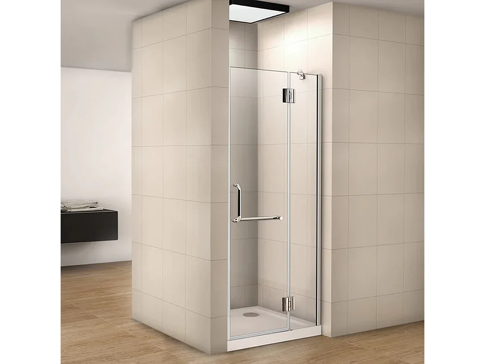 AICA Mampara de Ducha Frontal Abatible Perfil Cromado Vidrio Antical 8mm (880-910)x1900mm