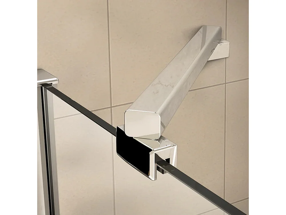 AICA Mampara de Ducha Frontal Abatible Perfil Cromado Vidrio Antical 8mm (880-910)x1900mm