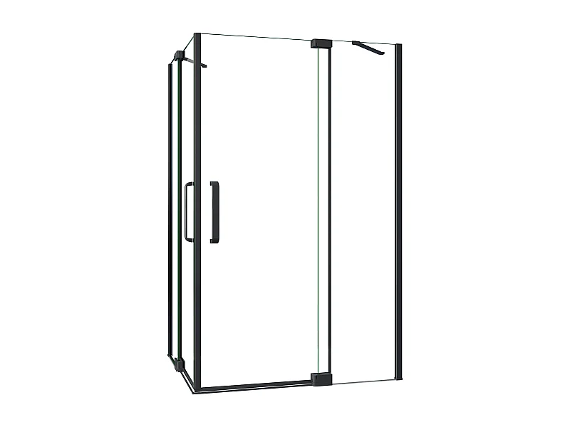 Cabine de duche quadrada Bater Perfil preto mate com Barra Estabilizadora Vidro Anticalcário 8mm (868-908)x(868-908)x1950mm-AICA