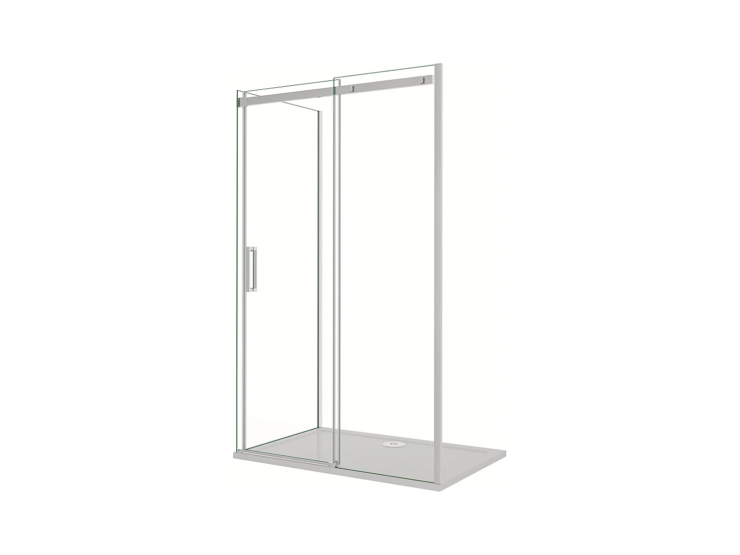 AICA Mampara Corredera Frontal+Panel Lateral,Perfil Cromado,Vidrio Antical 8mm (1175-1195)x(883-903)x1950mm+Plato de Ducha 120x90x3cm+Desagüe