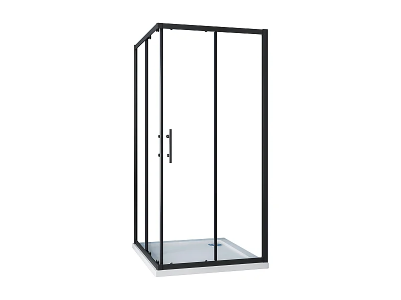 Cabine de duche rectangular correr Perfil preto mate Vidro Anticalcário 6mm (1180-1200)x(880-900)x1900mm-AICA