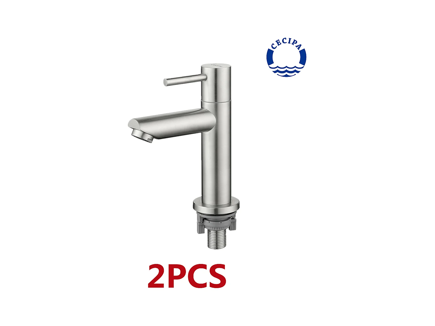 Cecipa max 2PCS Robinet de Lavabo Robinet pour Salle de Bain Robinet de Lavabo avec Bec Robinet Seulemtent pour l'Eau Froide,EU Modèle