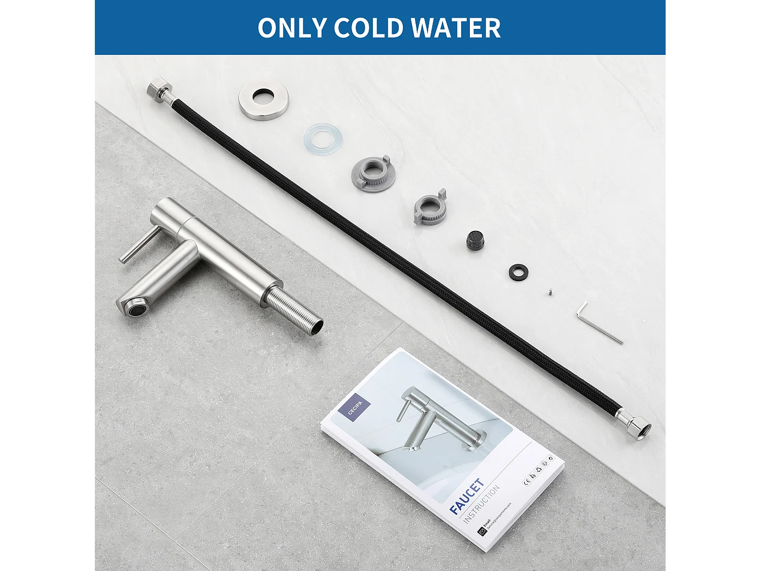 Cecipa max 2 STKS Wastafelkraan Badkamerkraan Wastafelkraan met uitloop Alleen koud water Kraan, EU-model