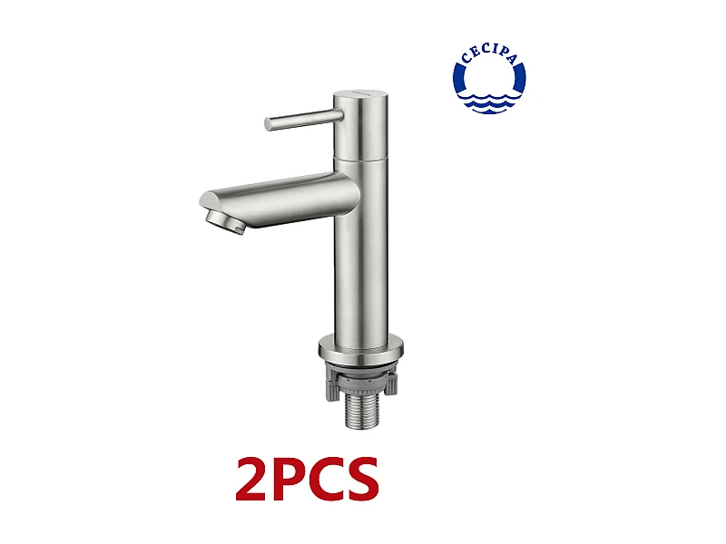 Cecipa max 2PCS Robinet de Lavabo Robinet pour Salle de Bain Robinet de Lavabo avec Bec Robinet Seulemtent pour l'Eau Froide,EU Modèle