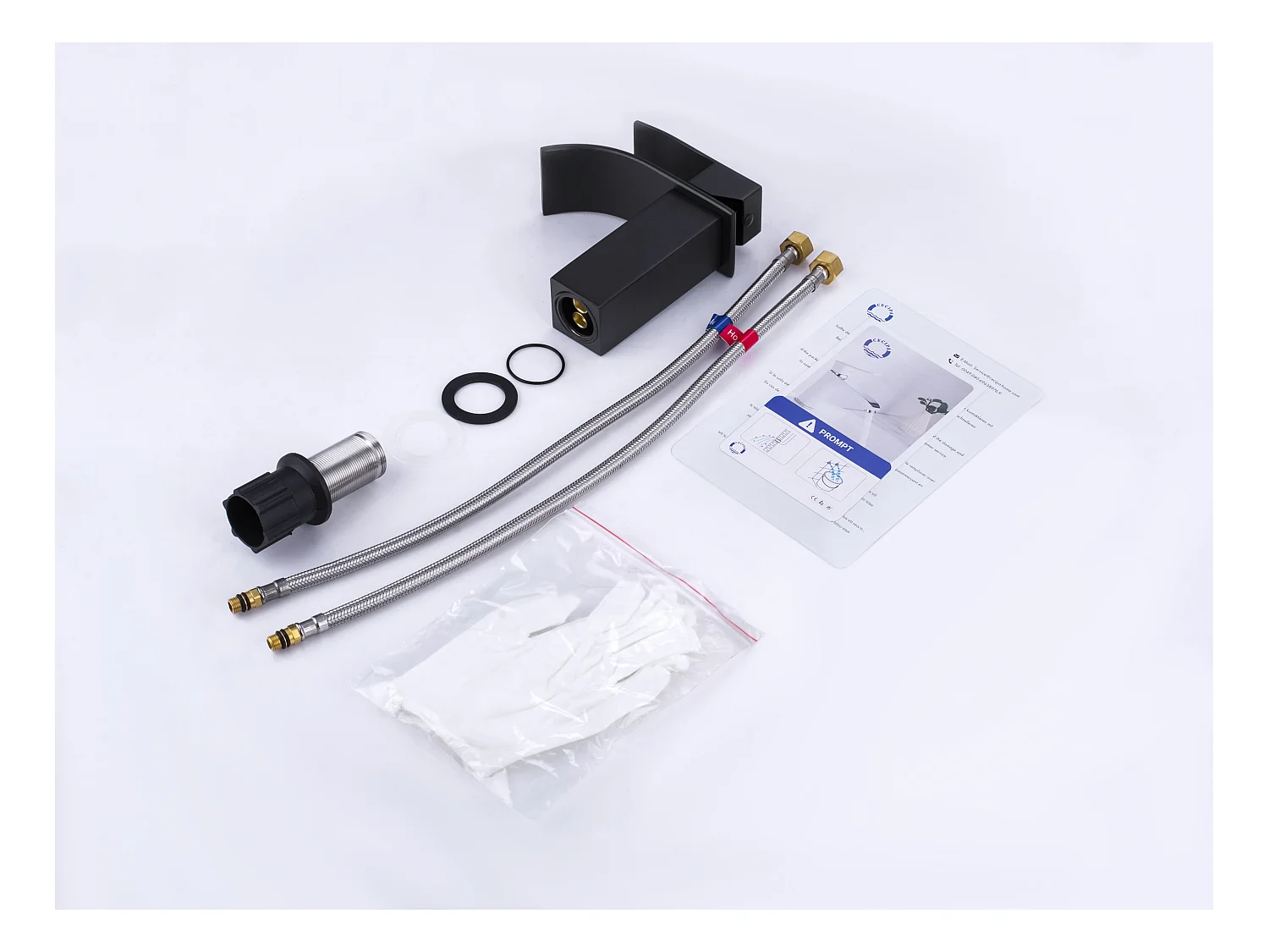 Cecipa max 2PCS Grifo de lavabo de cascada NEGRO Grifo mezclador de latón para baño Diseño moderno, Modelo UE