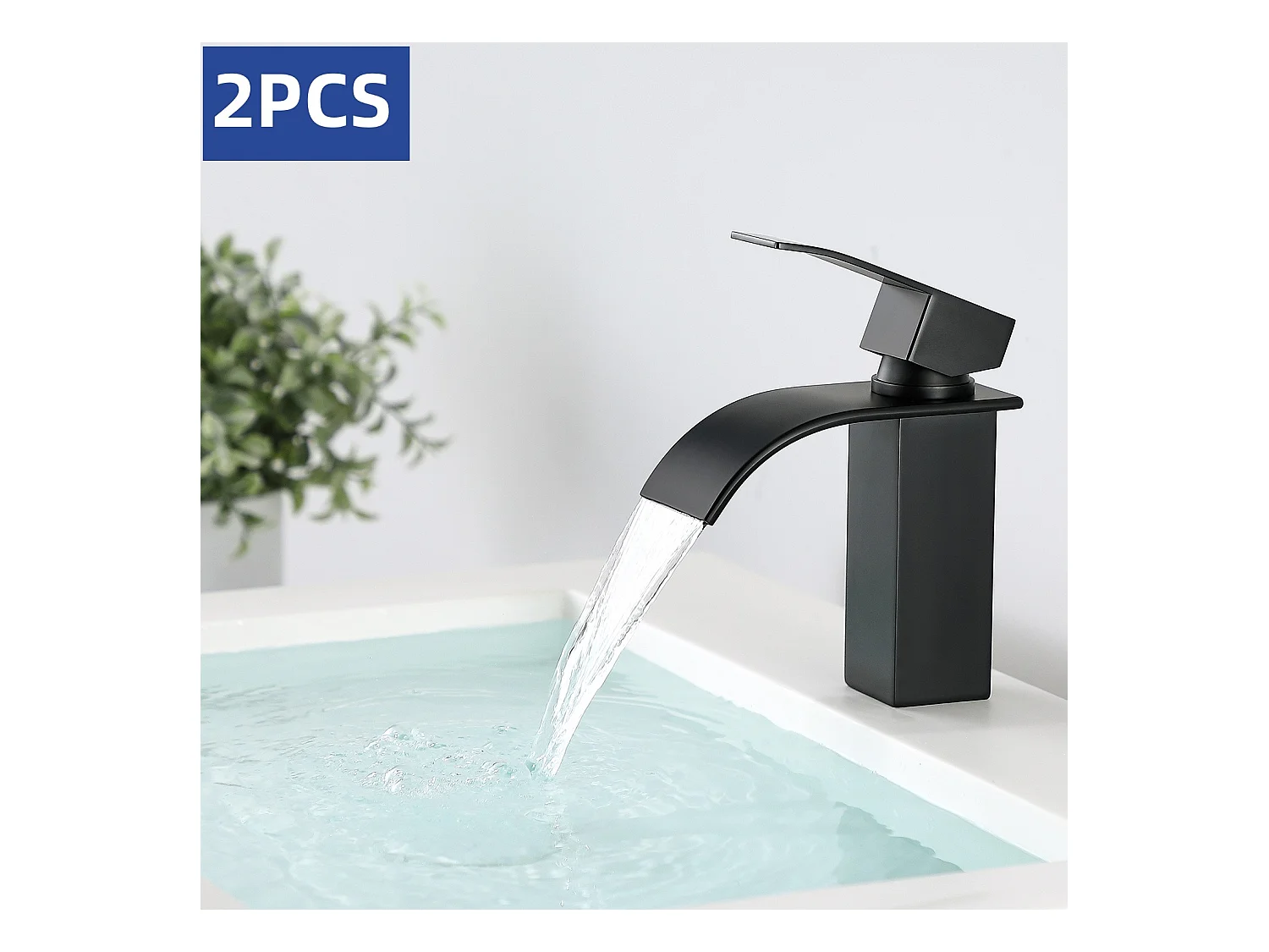 Cecipa max 2PCS NOIR Robinet de Lavabo en Cascade Mitigeur en Laiton pour Salle de Bain Design Moderne,EU Modèle