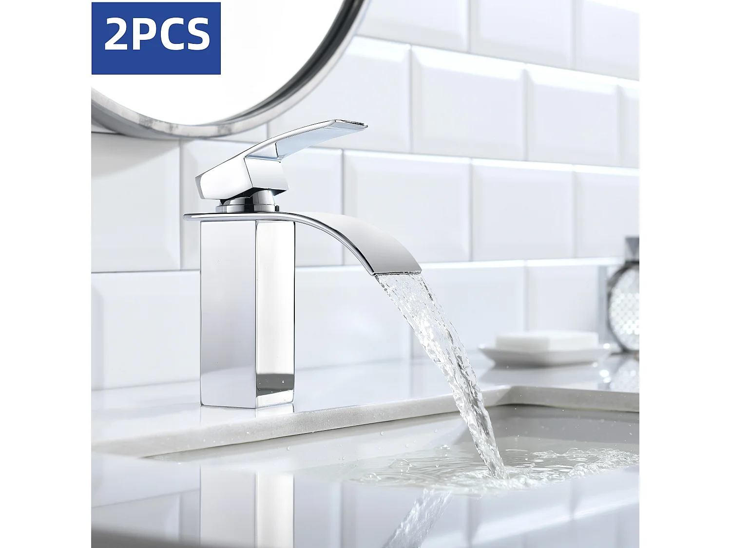 Cecipa max 2PCS grifo de baño grifo mezclador de lavabo en cascada grifo de lavabo de lavado a mano con mezclador monomando de agua fría y caliente, modelo UE