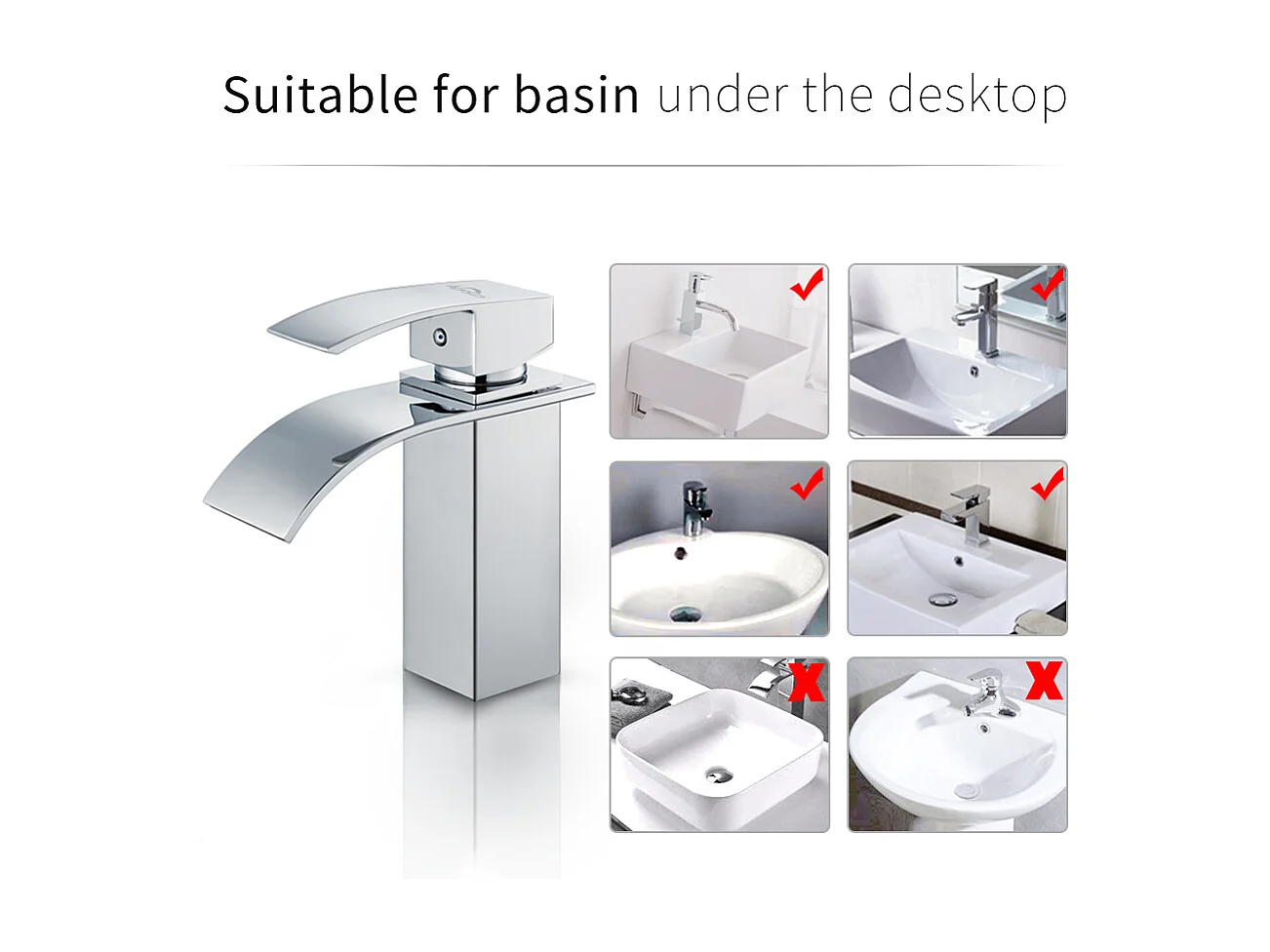 Cecipa max 2PCS grifo de baño grifo mezclador de lavabo en cascada grifo de lavabo de lavado a mano con mezclador monomando de agua fría y caliente, modelo UE