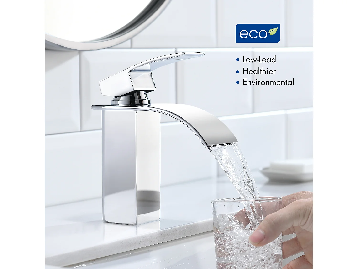 Cecipa max 2PCS grifo de baño grifo mezclador de lavabo en cascada grifo de lavabo de lavado a mano con mezclador monomando de agua fría y caliente, modelo UE