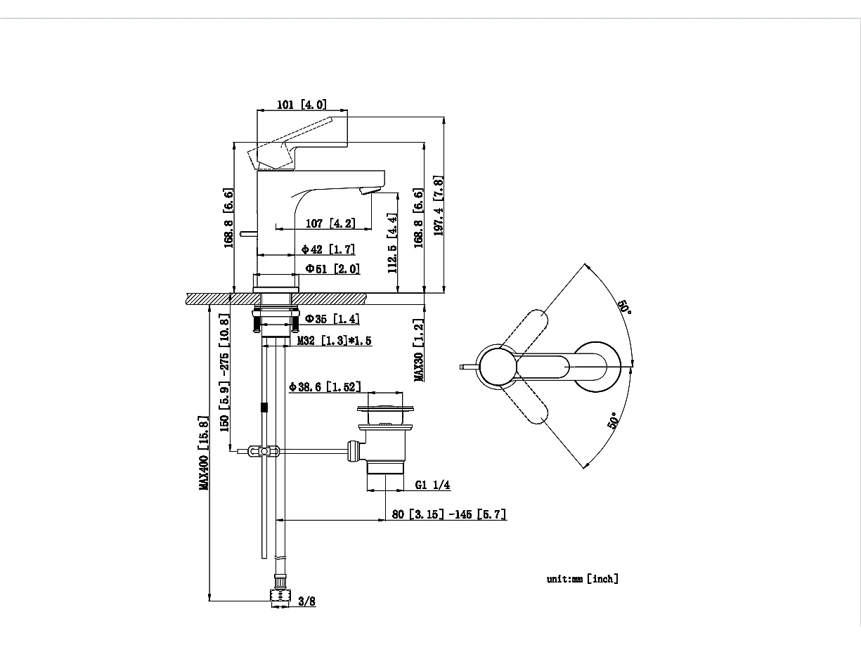 Cecipa max Wastafelmengkraan met Pop-up Afvalbak Badkamerkraan met Afvoerhendel Normale Kraan Zwart, EU-model
