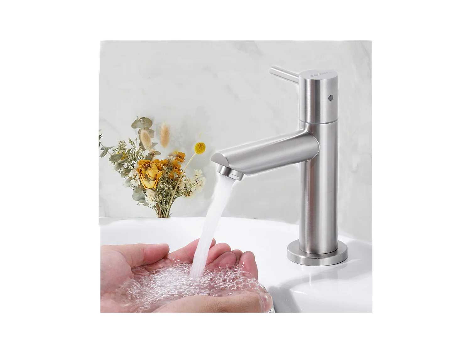 Cecipa max Robinet de Lavabo Robinet pour Salle de Bain Robinet de Lavabo avec Bec Robinet Seulemtent pour l'Eau Froide,EU Modèle