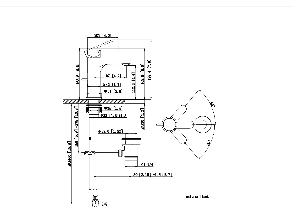 Cecipa max 2PCS Mitigeur de lavabo avec poubelle pop-up Robinet de salle de bain avec levier de vidange robinet ordinaire Noir,EU Modèle