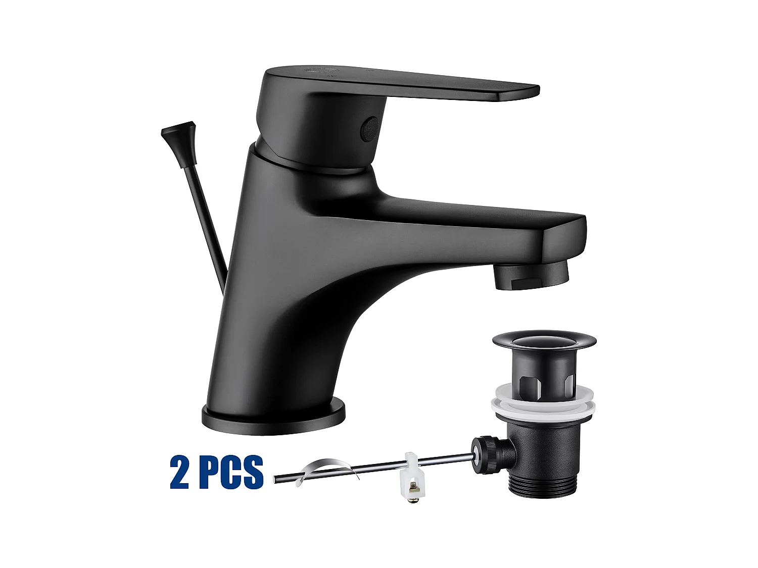 Cecipa max 2PCS zwarte badkamerkraan, wastafelkraan met neertrekbare afvoerversiering, messing wastafelmengkraan, EU-model
