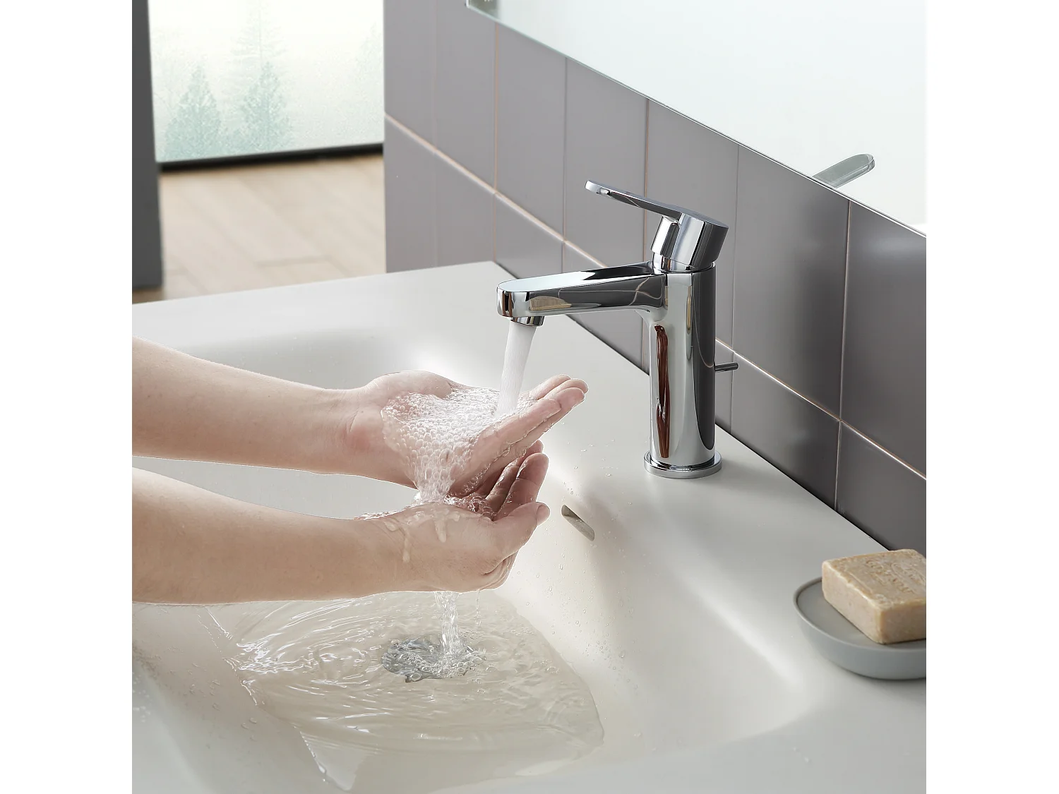 uds Cecipa max grifo de lavabo cromado, grifo de baño con drenaje automático, mezclador de lavabo para baño, modelo UE